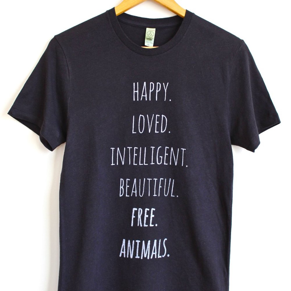 NWT Moral Minority Limited Edition Free Animals Vegan Organic Graphic Tee